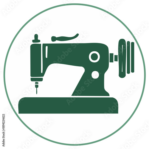 Green sewing machine icon vector illustration representing textile crafts and fashion