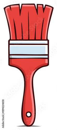 Red paint brush tool for painting and illustration, artistic equipment