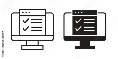 Online exam test icon in a simple line art style. EPS10