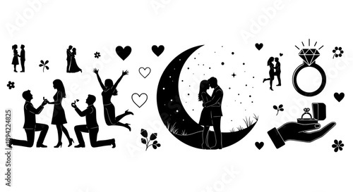 Proposal and engagement silhouettes