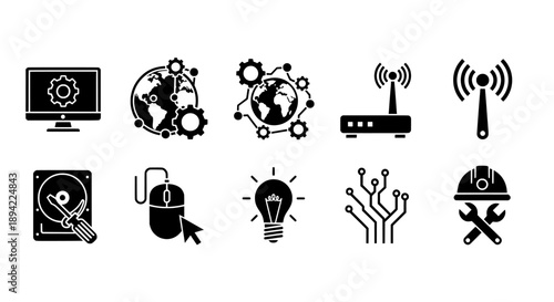 Technology service and network icons