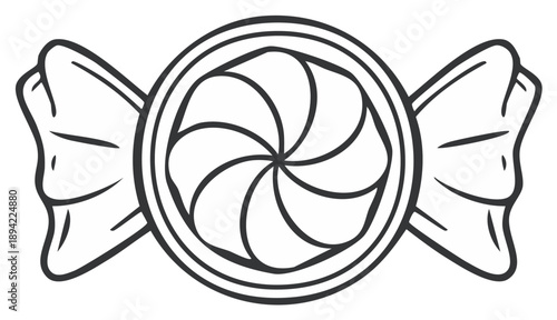 Stylized Candy Outline with Swirl Pattern and Bow-like Wrappers
