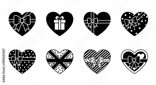 Heart gift icons collection