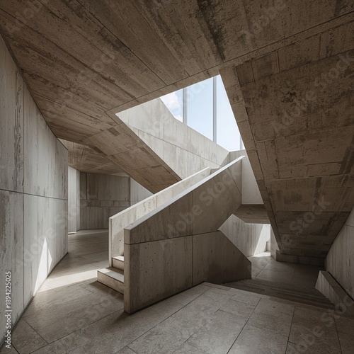 Unique Concrete Staircase Design Showcases Modern Architecture in a Bright In...