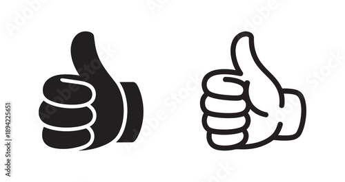 Two thumbs up icons, one filled black and one outline, signifying approval