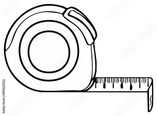 Simple Black and White Outline Illustration of a Tape Measure