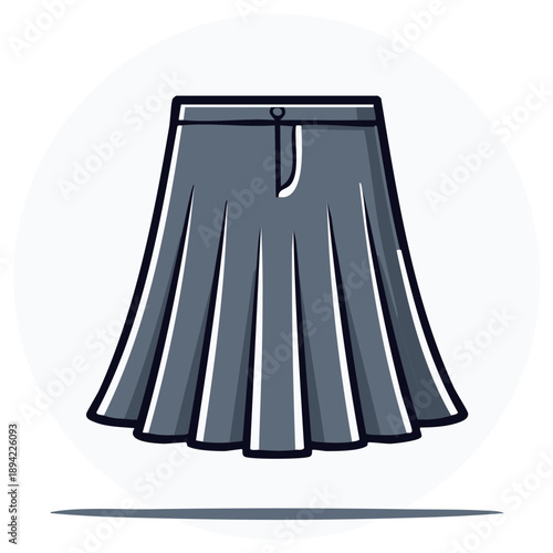 Stylish grey pleated skirt fashion apparel minimalist vector illustration design