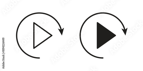 Replay icon in a simple line art style. EPS10