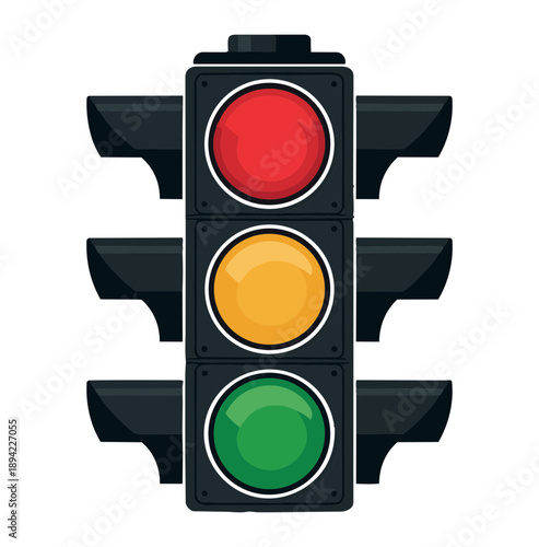 Traffic control light / signal with red, yellow and green color flat icon for apps and websites