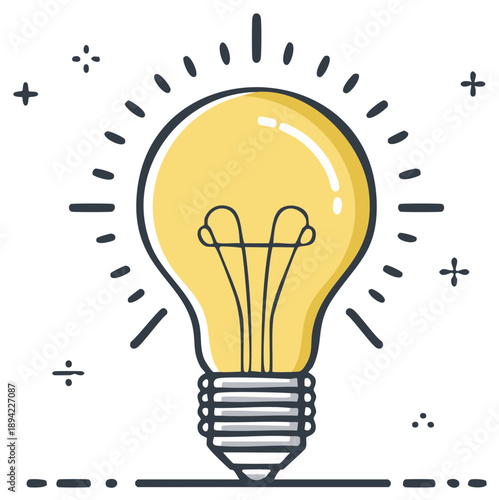 Illustration of a bright, glowing lightbulb suggesting an idea