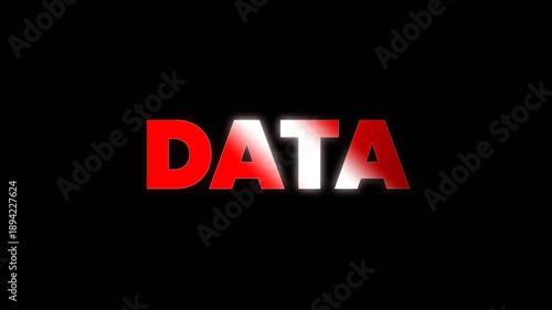 Clean and modern text animation displaying the word Data on a dark background, ideal for technology themes, analytics content, digital business visuals