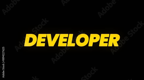 Clean and modern text animation showing the word Developer on a dark background, ideal for programming themes, technology projects, coding content