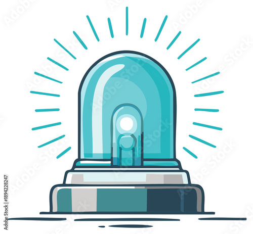 Cartoon illustration of a blue emergency light flashing