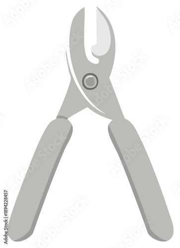 Cartoon style gray nail nipper tool for pet grooming or personal care vector graphic