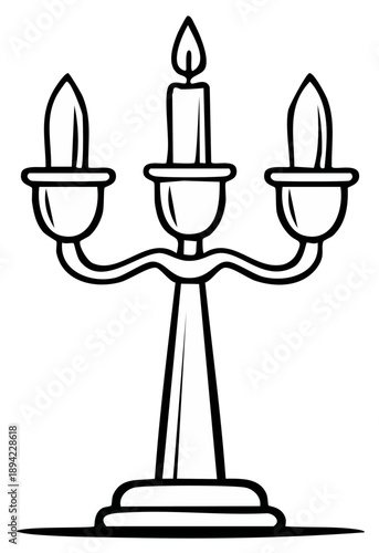 Elegant Three-Candle Candelabra Illustration, Isolated