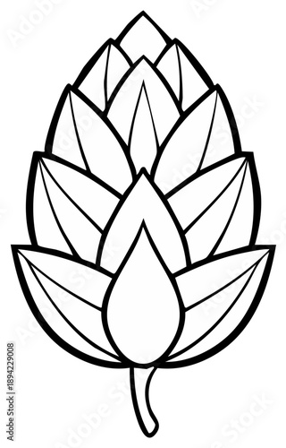 Stylized Illustration of a Hop Plant Cone