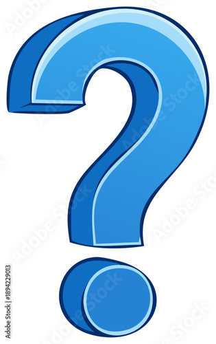 Blue 3D Question Mark with Glossy Finish and Outline