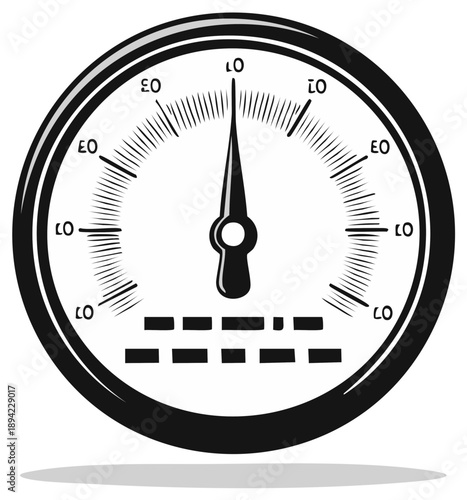 Circular gauge with needle and scale indicating measurement or level