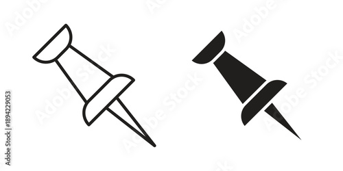Thumbtack icon in a simple line art style. EPS10