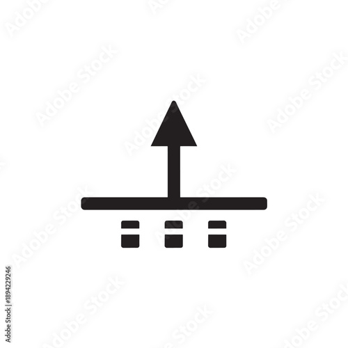 Black Solid Upload Server Vector Icon for Network, Data Transfer and Technology Systems