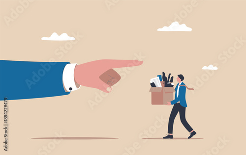 Employee termination concept: a businessman carries personal belongings after being fired from his job