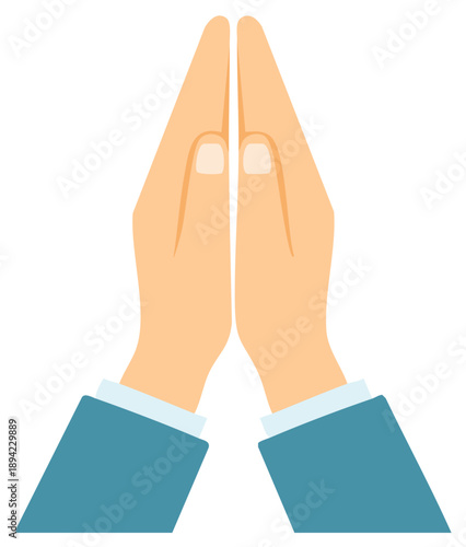 Praying hands flat vector illustration of prayer hope faith and gratitude gesture