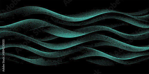 An abstract blue wave design features flowing curves and light motion over a dark backdrop, creating a dynamic digital texture with artistic swirling lines and a smooth smoke-like pattern
