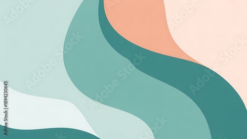 abstract geometric background with smooth
curves and gradients, pastel teal and coral color scheme, modern aesthetic, high resolution, vector style, ideal for website hero section or presentation slid