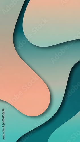 abstract geometric background with smooth
curves and gradients, pastel teal and coral color scheme, modern aesthetic, high resolution, vector style, ideal for website hero section or presentation slid