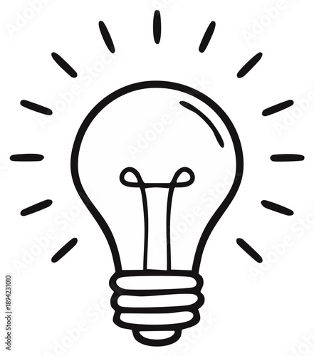 Hand-Drawn Lightbulb Illustration Shining Brightly for Ideas and Innovation Concepts
