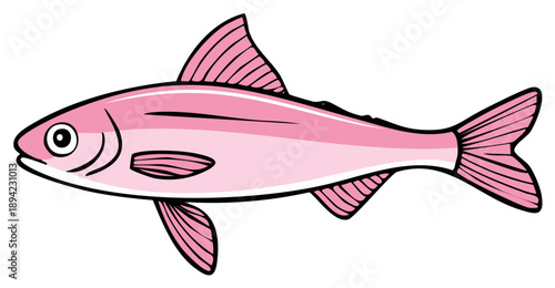 Pink Fish Swimming, Illustration, Aquatic Animal - Underwater Life, Marine Wildlife, Fin Animal