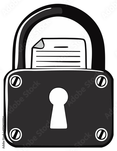 Padlock Symbol Protecting Document Data Illustration Security Concept Safe File