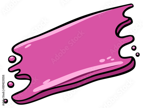 Glossy pink abstract liquid splash paint stroke cartoon graphic element