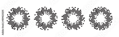 Sound wave circle vector icon collection. Music equalizer sound wave symbols, spectrum, DJ, and other music-related symbols. Vector illustration