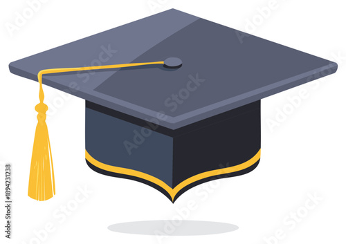 Graduation cap with tassel for university or college commencement ceremony celebration