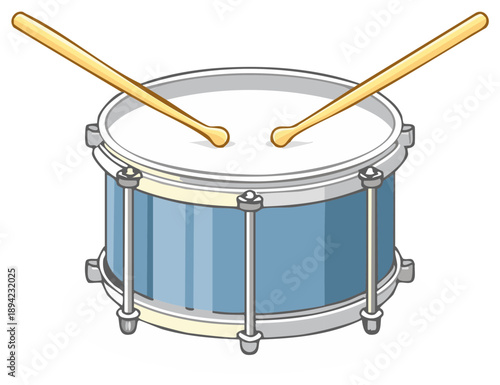 Percussion drum with crossed drumsticks ready to play music