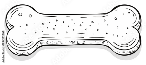 Cartoon Style Dog Biscuit Bone Treats with Specks Black and White Vector Illustration