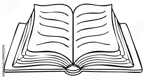 Open Book Illustration With Blank Lined Pages For Text