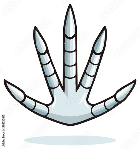 Stylized Cartoon Bird Footprint with Sharp Claws and Detailed Segments