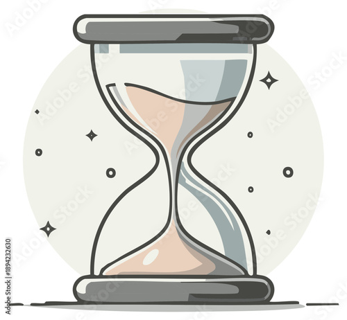 Stylized Hourglass Illustration Representing Time Passing Deadline or Time Management