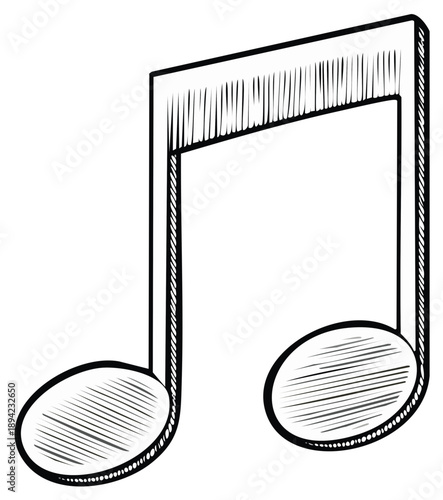 Sketch of a Musical Eighth Note Symbolizing Music Composition, Expression, and Artistic Creation with Delicate Crosshatching Texture