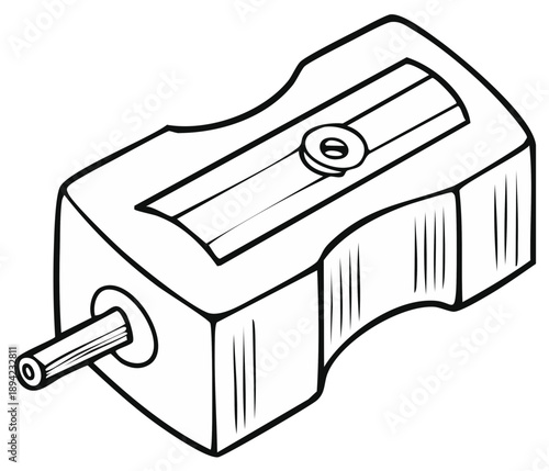 Simple Hand-Drawn Illustration of a Classic Pencil Sharpener