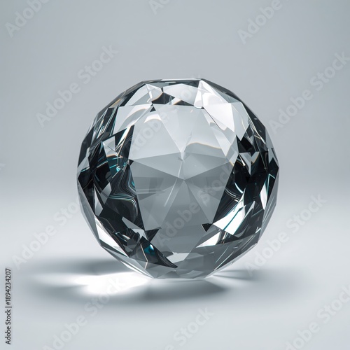 Clear Crystal Sphere Resting on a Flat Surface With Soft Light Shining on It ...