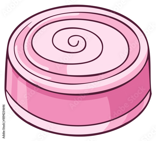 Pink Circular Candy with Swirl Design and Smooth Sides