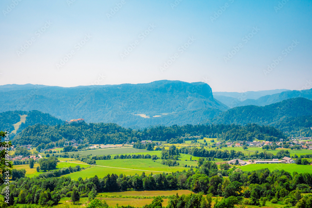 Obraz premium Vintgar gorge circuit near Bled lake in Slovenia, breathtaking views on slovenia alps mountains.