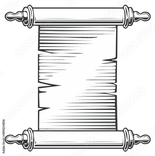 Vintage scroll illustration with blank paper for message or ancient document.