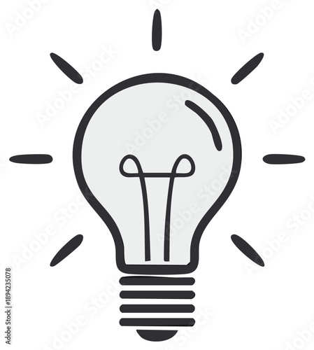 Hand drawn lightbulb icon symbol of creativity innovation and bright ideas