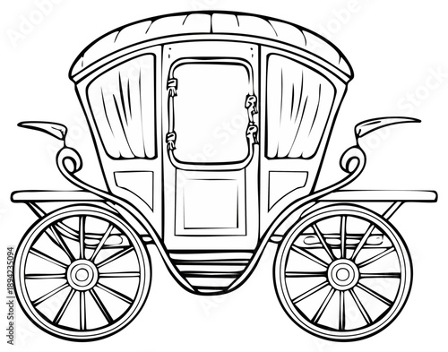 Cartoon carriage outline illustration, vintage transportation design