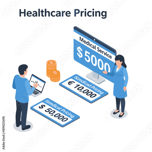 Medical Service Pricing and Costs on Computer Screen.