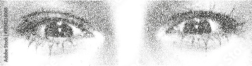 Retro Halftone Woman Eyes Stipple Effect Illustration for Vintage Design	

